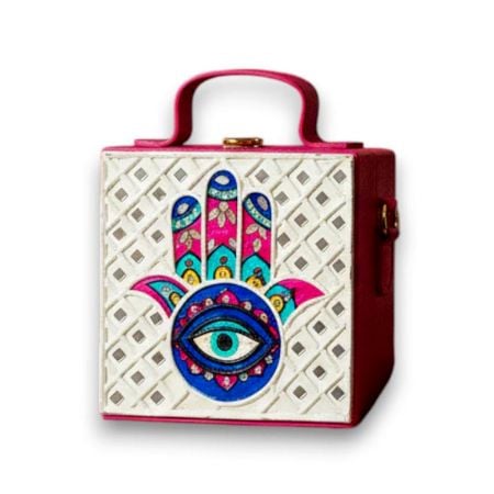 Mini Hamsa Lippan Art Handcrafted Square Sling Bag